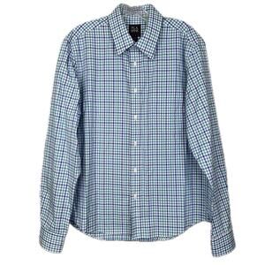 Jos. A. Bank Traveler Slim-Fit Long-Sleeve Blue/Green Plaid Shirt Size Medium